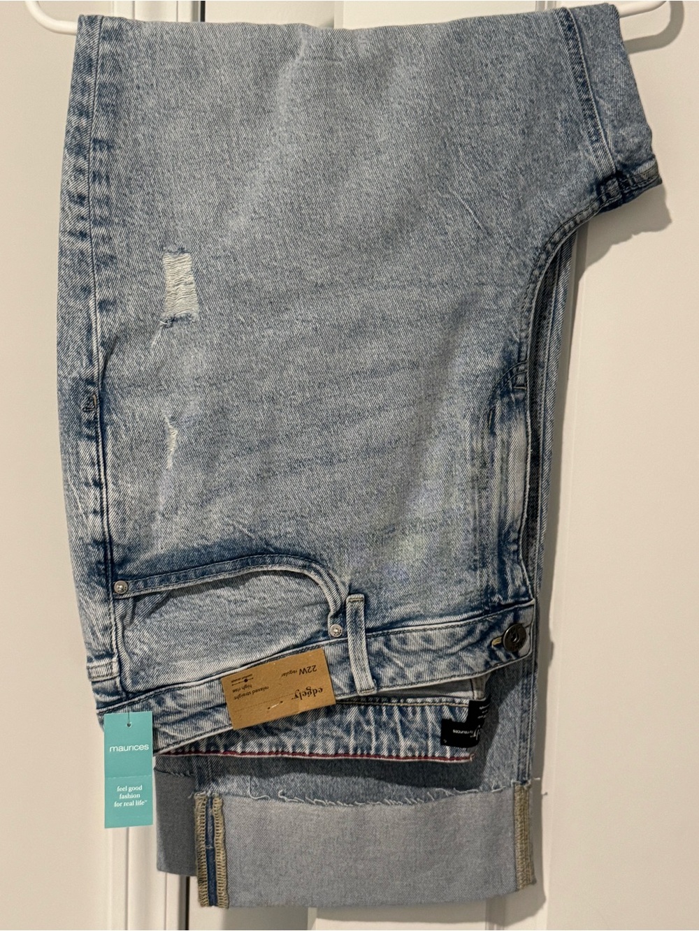 Maurices Light Blue Relaxed Men’s Jeans - Cuffed Distressed Style